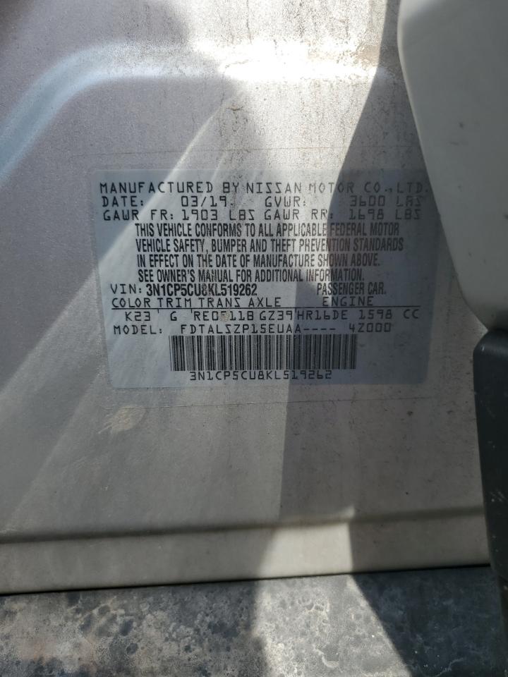 2019 Nissan Kicks S VIN: 3N1CP5CU8KL519262 Lot: 81287655