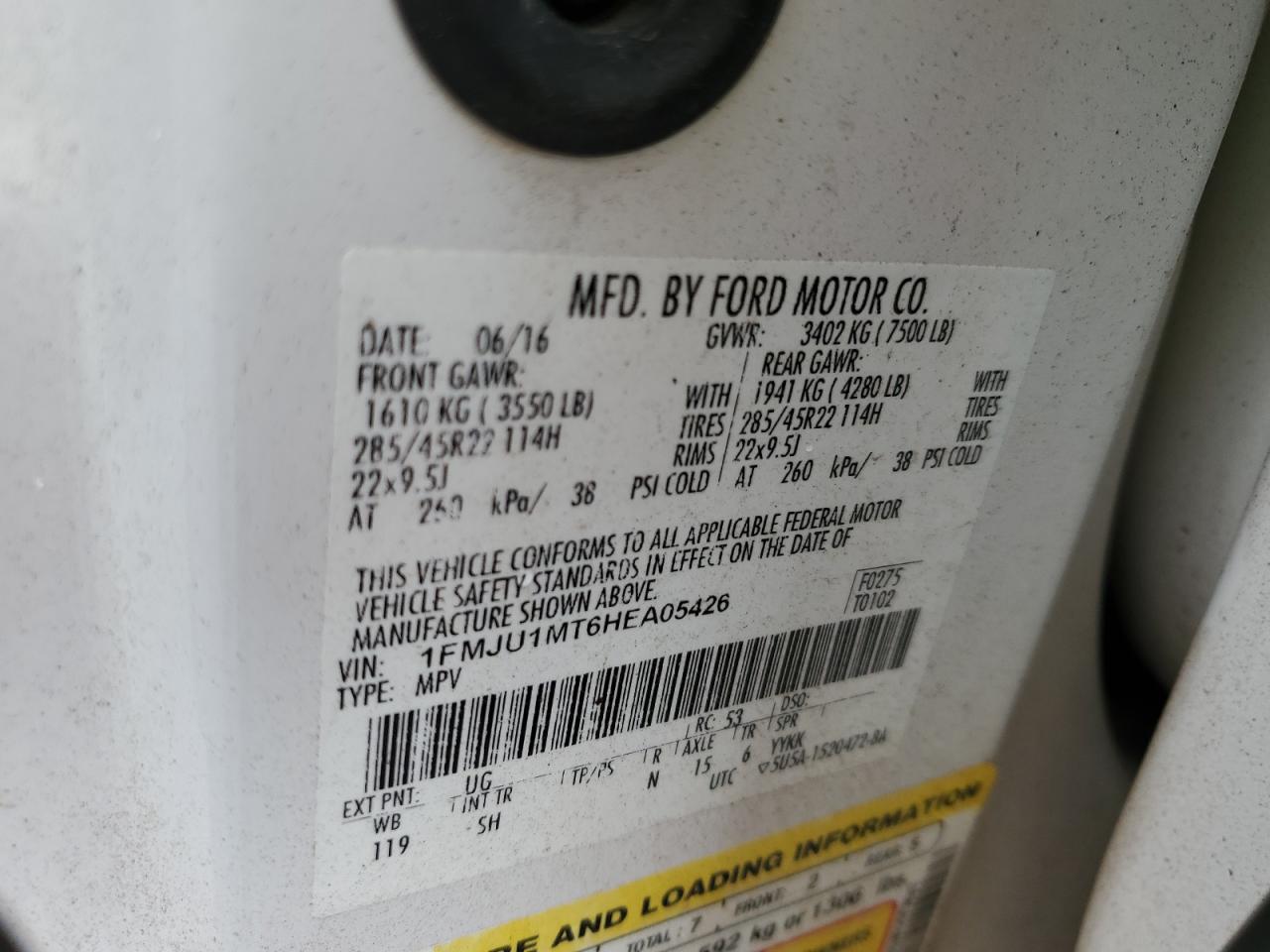 2017 Ford Expedition Platinum VIN: 1FMJU1MT6HEA05426 Lot: 81468705