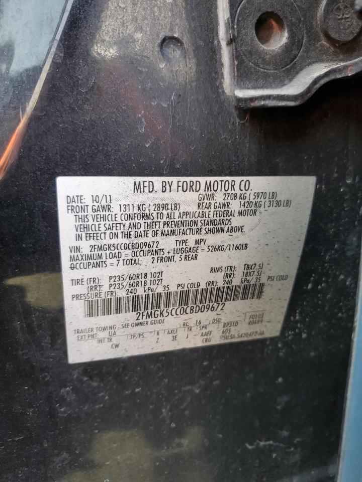 2012 Ford Flex Sel VIN: 2FMGK5CC0CBD09672 Lot: 80948525