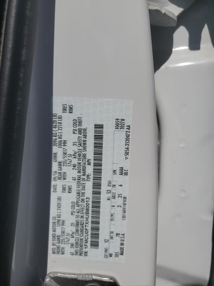 2017 Ford Escape S VIN: 1FMCU0F7XHUB80013 Lot: 81058155