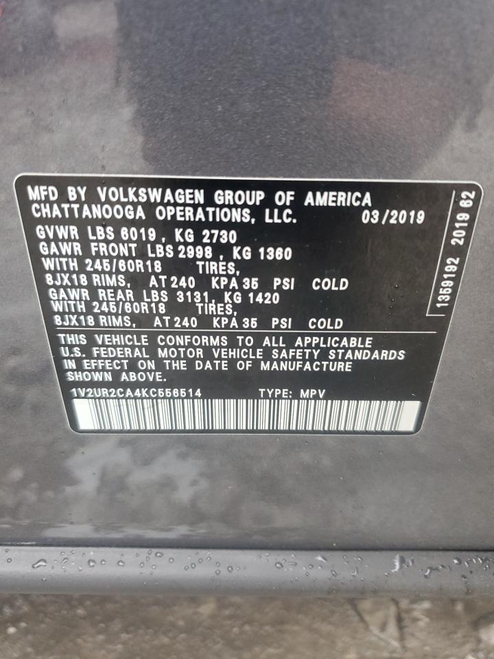 2019 Volkswagen Atlas Se VIN: 1V2UR2CA4KC556514 Lot: 81271785