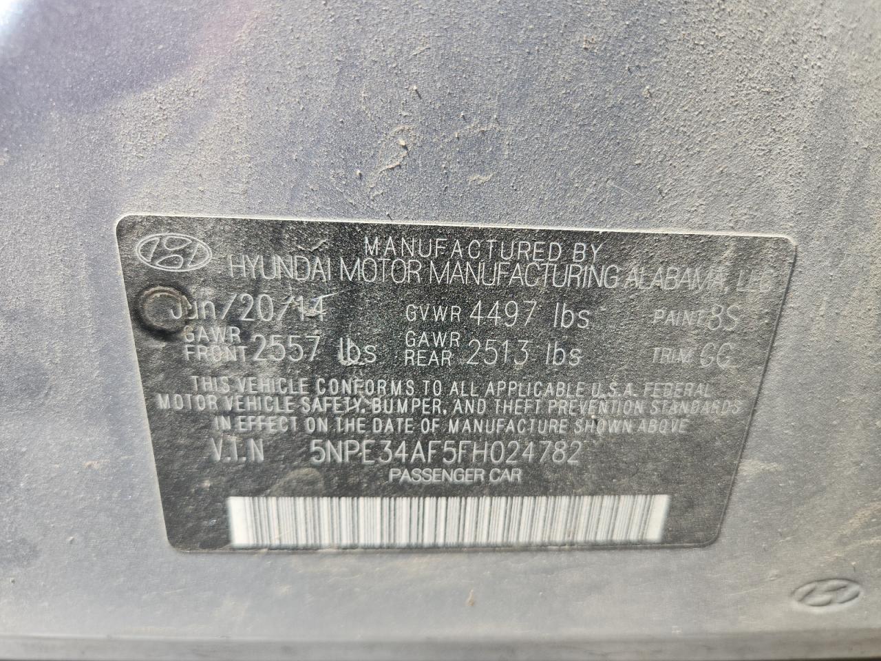 2015 Hyundai Sonata Sport VIN: 5NPE34AF5FH024782 Lot: 81318005