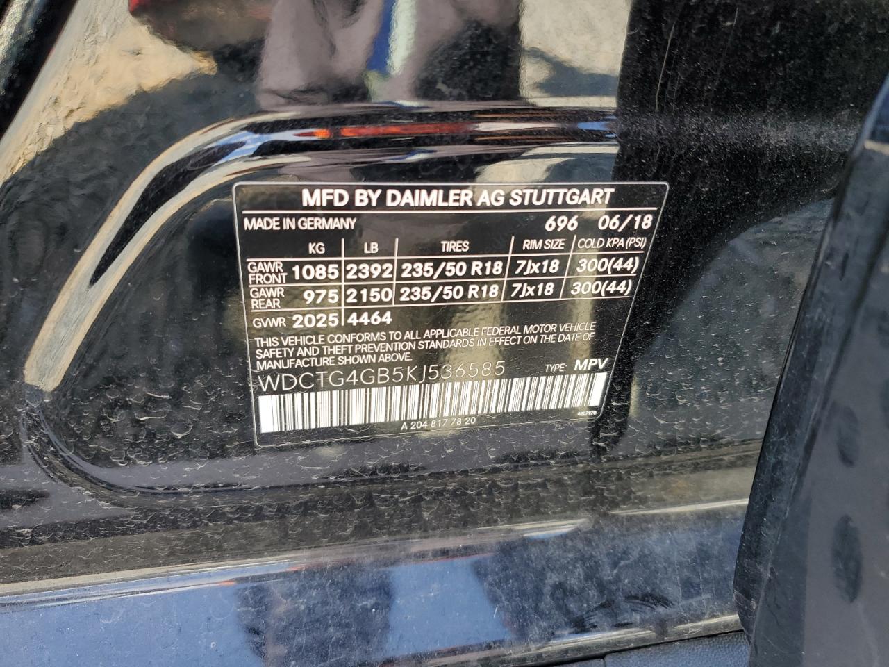 2019 Mercedes-Benz Gla 250 4Matic VIN: WDCTG4GB5KJ536585 Lot: 80570095