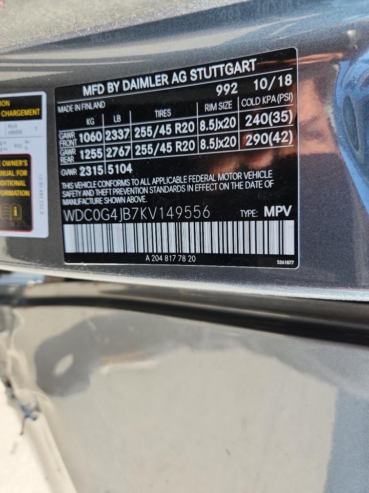 2019 Mercedes-Benz Glc 300 VIN: WDC0G4JB7KV149556 Lot: 71193565