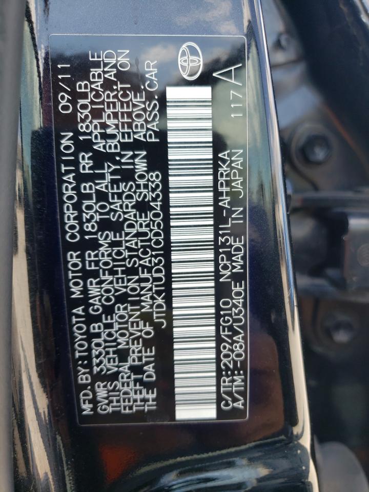 2012 Toyota Yaris VIN: JTDKTUD31CD504338 Lot: 80563395