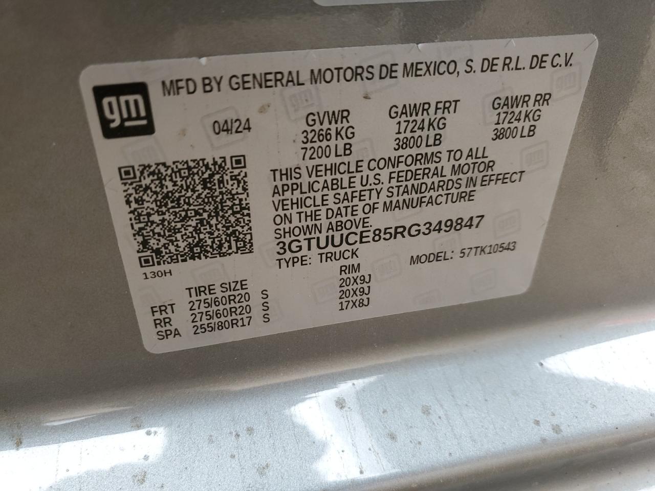 2024 GMC Sierra K1500 Elevation VIN: 3GTUUCE85RG349847 Lot: 71779265