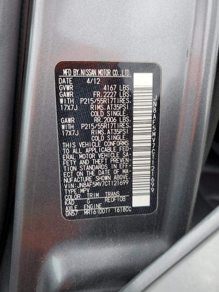 2012 Nissan Juke S VIN: JN8AF5MV7CT121699 Lot: 84271295