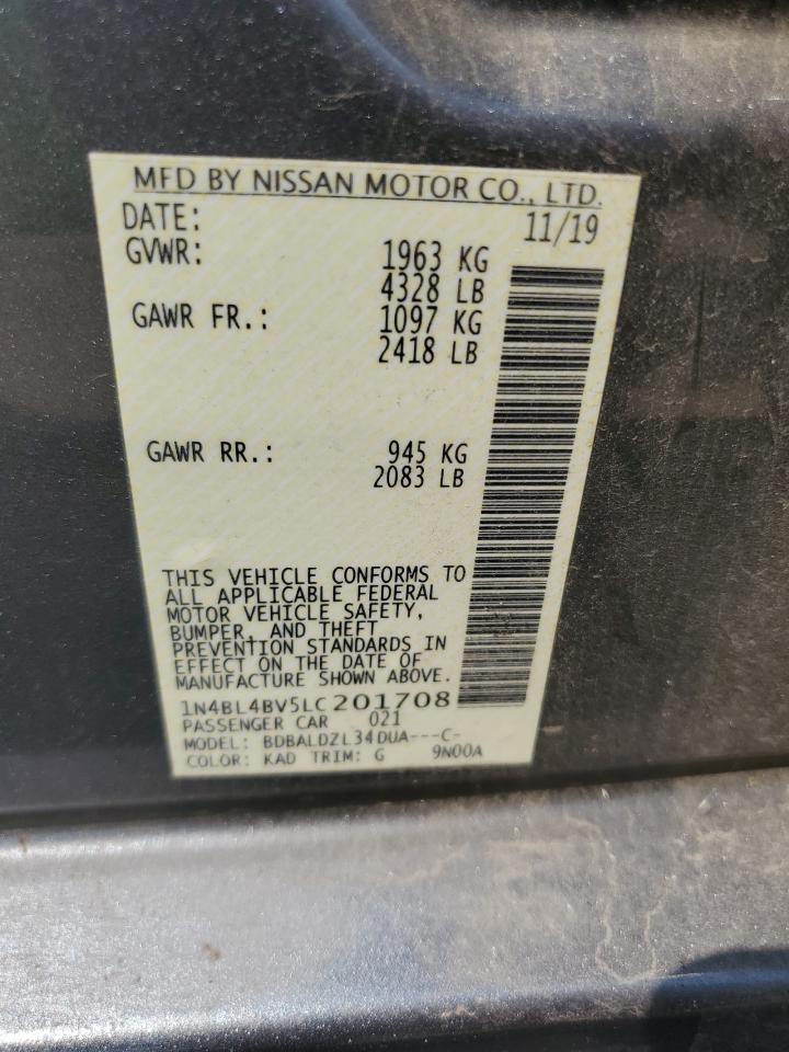 2020 Nissan Altima S VIN: 1N4BL4BV5LC201708 Lot: 71774605