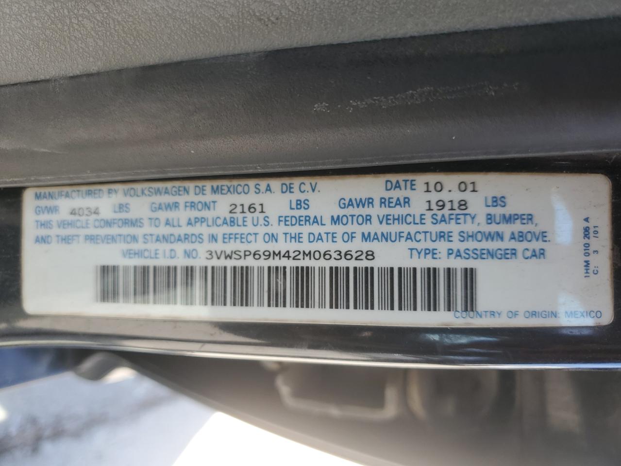 2002 Volkswagen Jetta Gls Tdi VIN: 3VWSP69M42M063628 Lot: 81650325