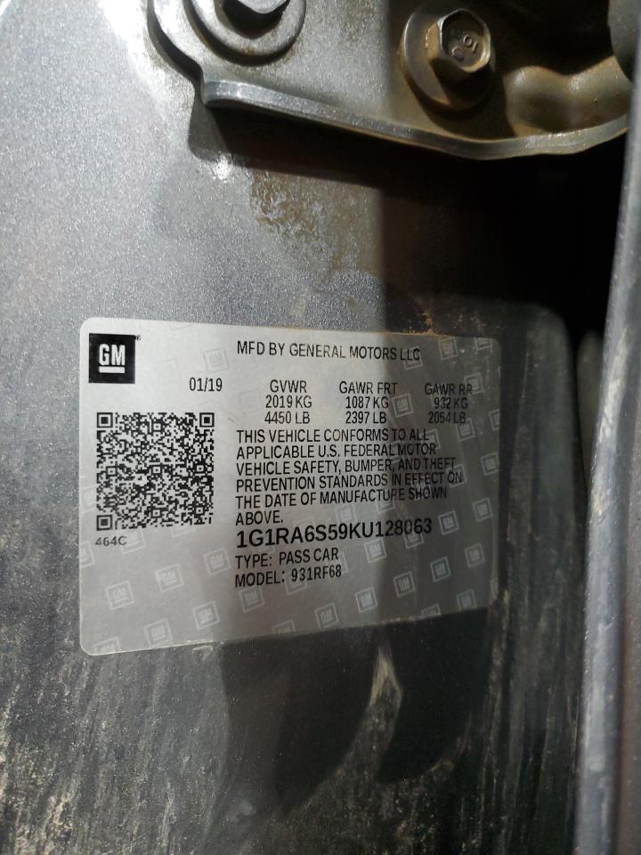 2019 Chevrolet Volt Lt VIN: 1G1RA6S59KU128063 Lot: 80137235
