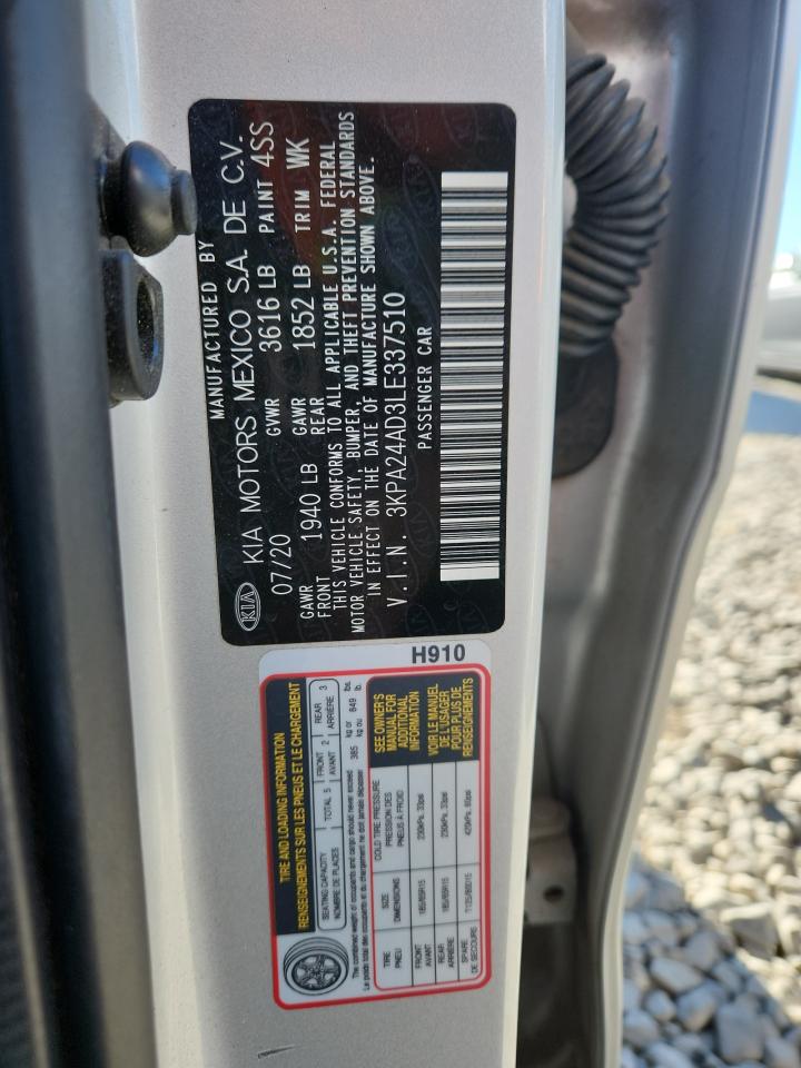 2020 Kia Rio Lx VIN: 3KPA24AD3LE337510 Lot: 81036715