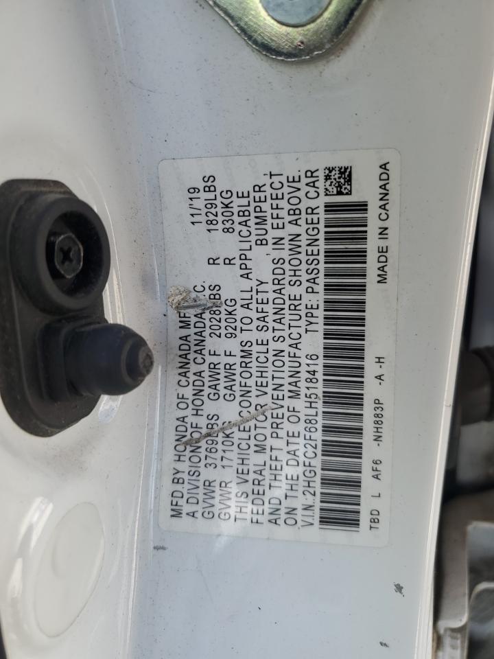 2020 Honda Civic Lx VIN: 2HGFC2F68LH518416 Lot: 81485815