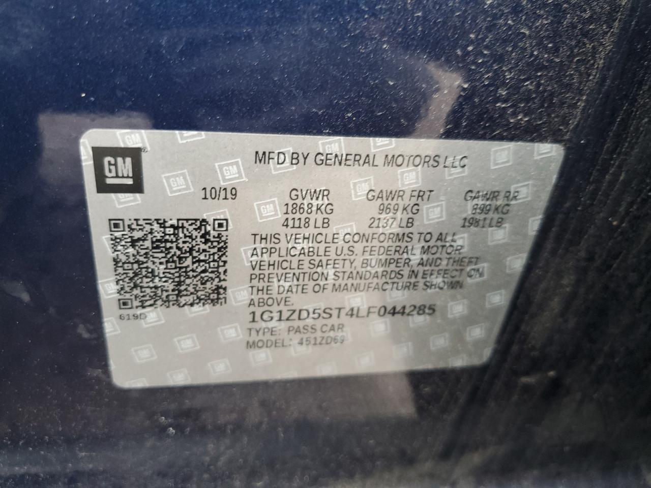 2020 Chevrolet Malibu Lt VIN: 1G1ZD5ST4LF044285 Lot: 81756245