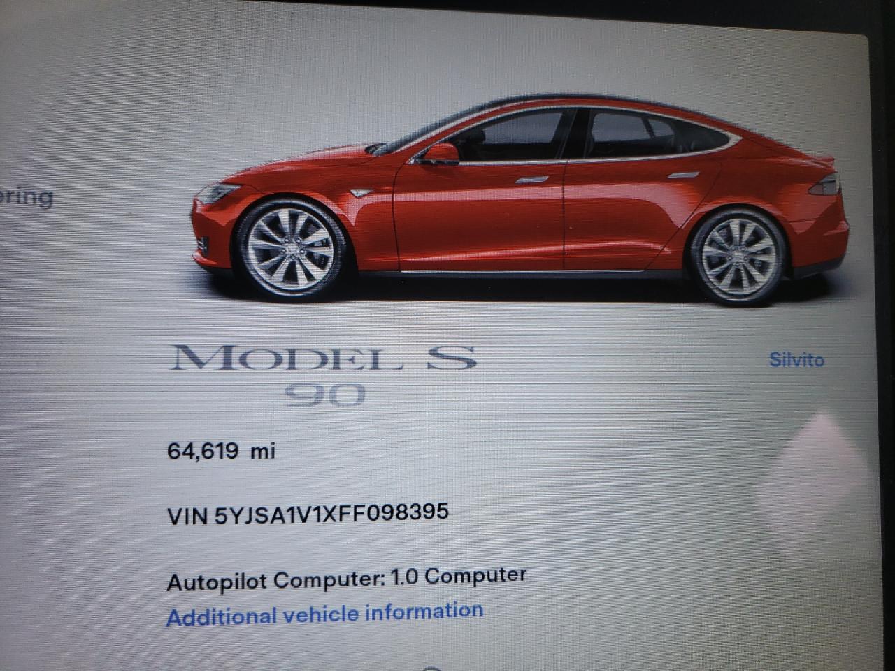 2015 Tesla Model S 90 VIN: 5YJSA1V1XFF098395 Lot: 81632695