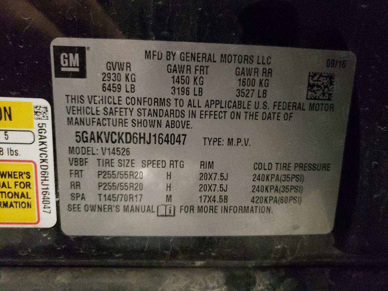 2017 Buick Enclave VIN: 5GAKVCKD6HJ164047 Lot: 81458045