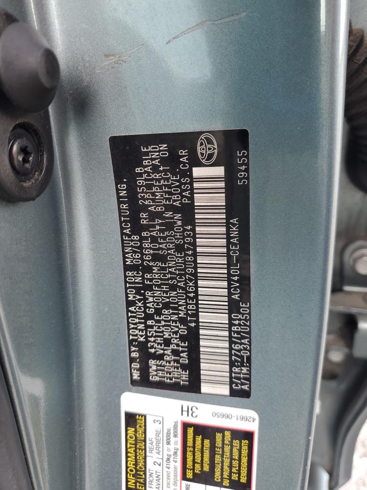 2009 Toyota Camry Base VIN: 4T1BE46K79U847934 Lot: 81859385