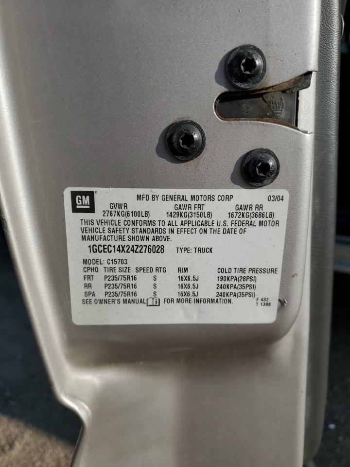 2004 Chevrolet Silverado C1500 VIN: 1GCEC14X24Z276028 Lot: 72031255