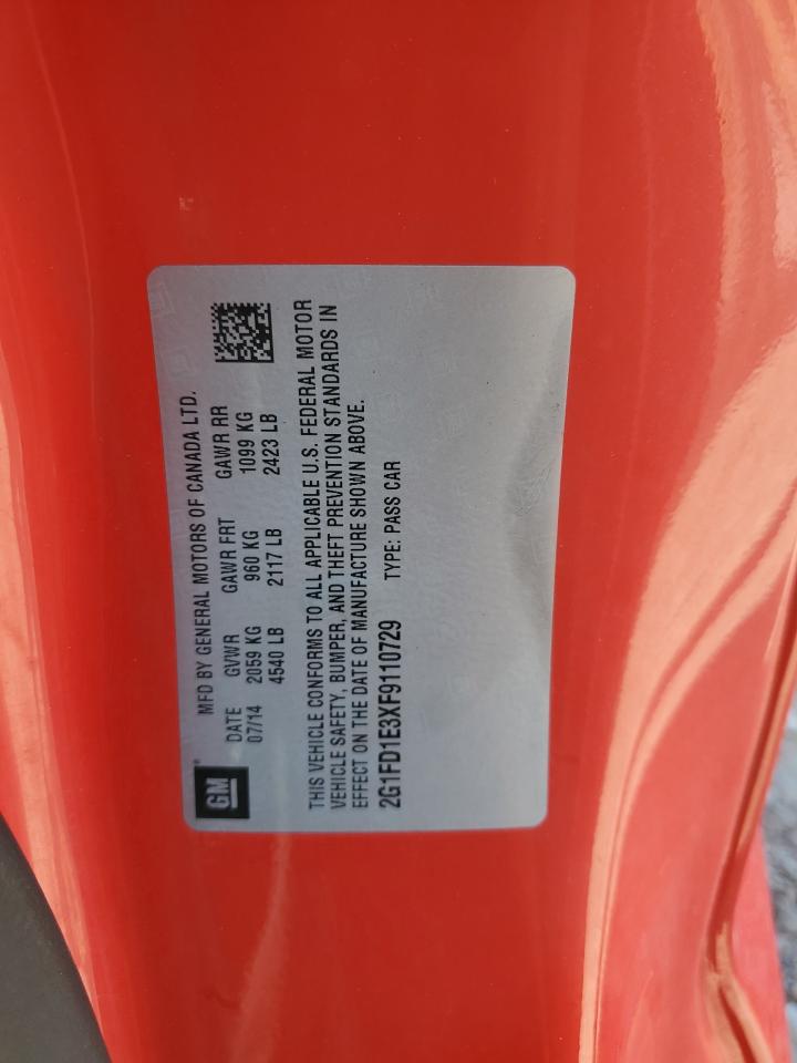 2015 Chevrolet Camaro Lt VIN: 2G1FD1E3XF9110729 Lot: 80166785