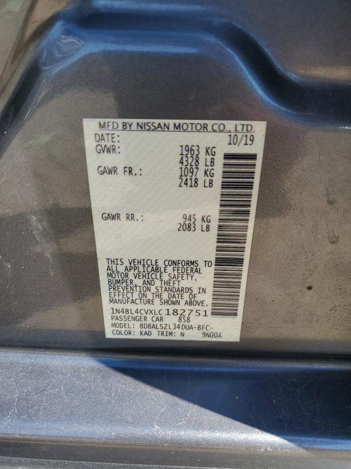 2020 Nissan Altima Sr VIN: 1N4BL4CVXLC182751 Lot: 80460045