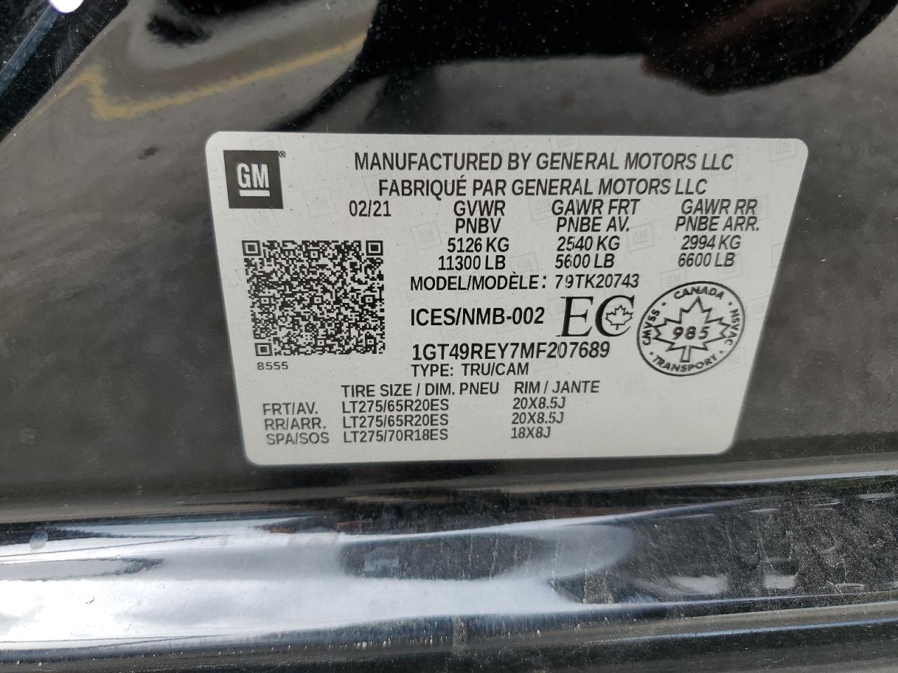 2021 GMC Sierra K2500 Denali VIN: 1GT49REY7MF207689 Lot: 66633095