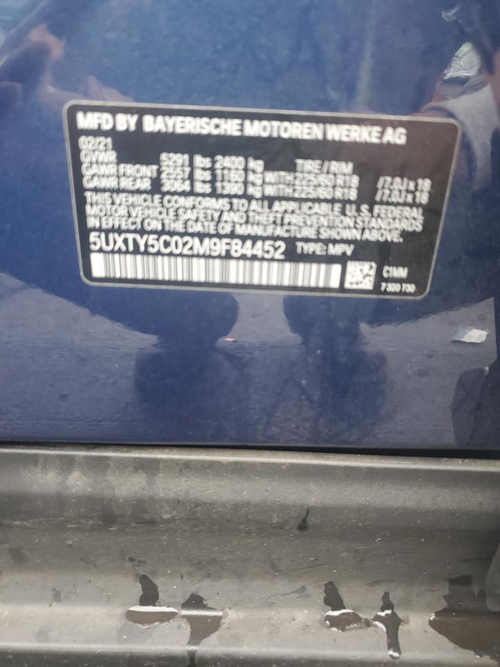 2021 BMW X3 xDrive30I VIN: 5UXTY5C02M9F84452 Lot: 83850555