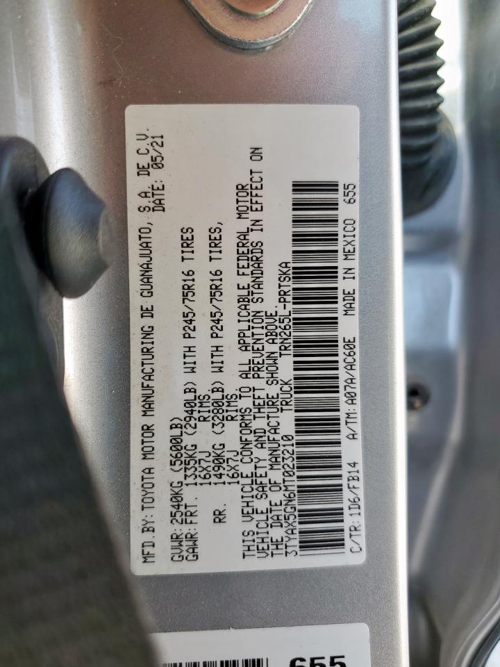 2021 Toyota Tacoma Double Cab VIN: 3TYAX5GN6MT023210 Lot: 84071945