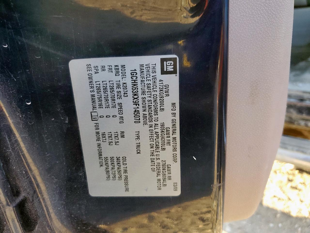 2009 Chevrolet Silverado K2500 Heavy Duty Ltz VIN: 1GCHK63KX9F145070 Lot: 70649895