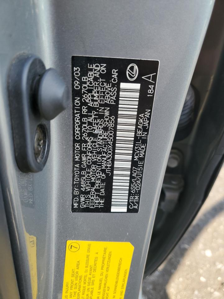 2004 Lexus Es 330 VIN: JTHBA30GX45007856 Lot: 81061665