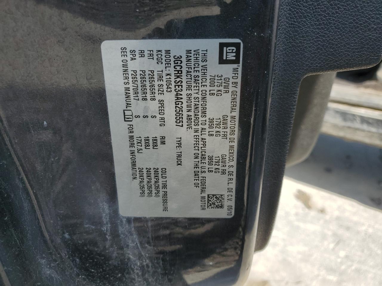 2010 Chevrolet Silverado K1500 Lt VIN: 3GCRKSE34AG256557 Lot: 84172515