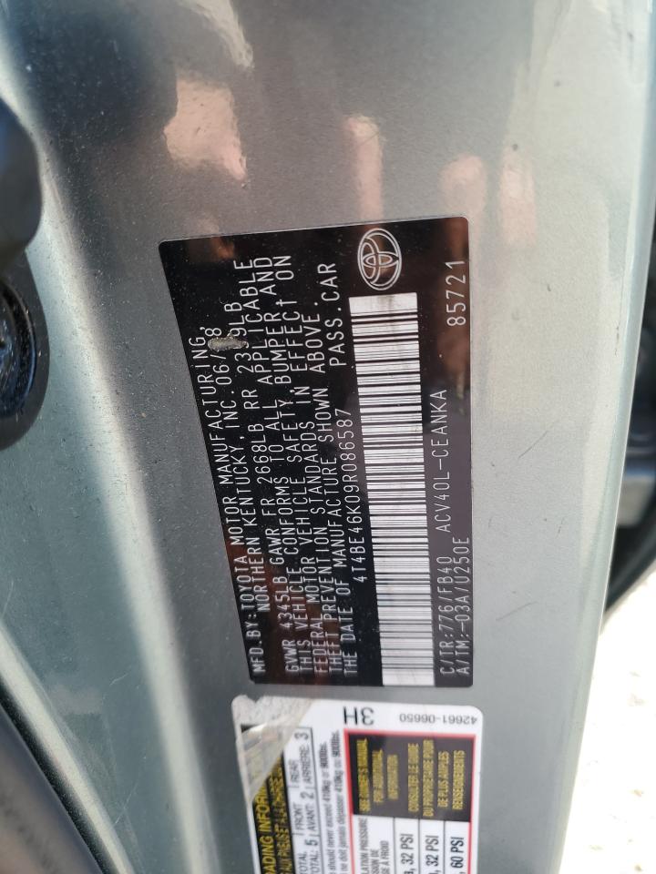 2009 Toyota Camry Base VIN: 4T4BE46K09R086587 Lot: 72103775