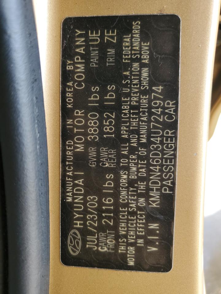 2004 Hyundai Elantra Gls VIN: KMHDN46D34U724974 Lot: 81970945