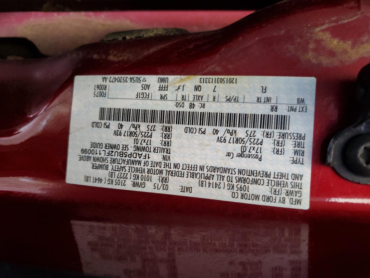 2015 Ford C-Max Sel VIN: 1FADP5BU2FL110099 Lot: 80725425