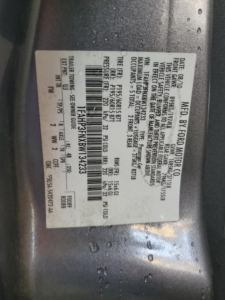 2011 Ford Focus Se VIN: 1FAHP3FNXBW134233 Lot: 80666655