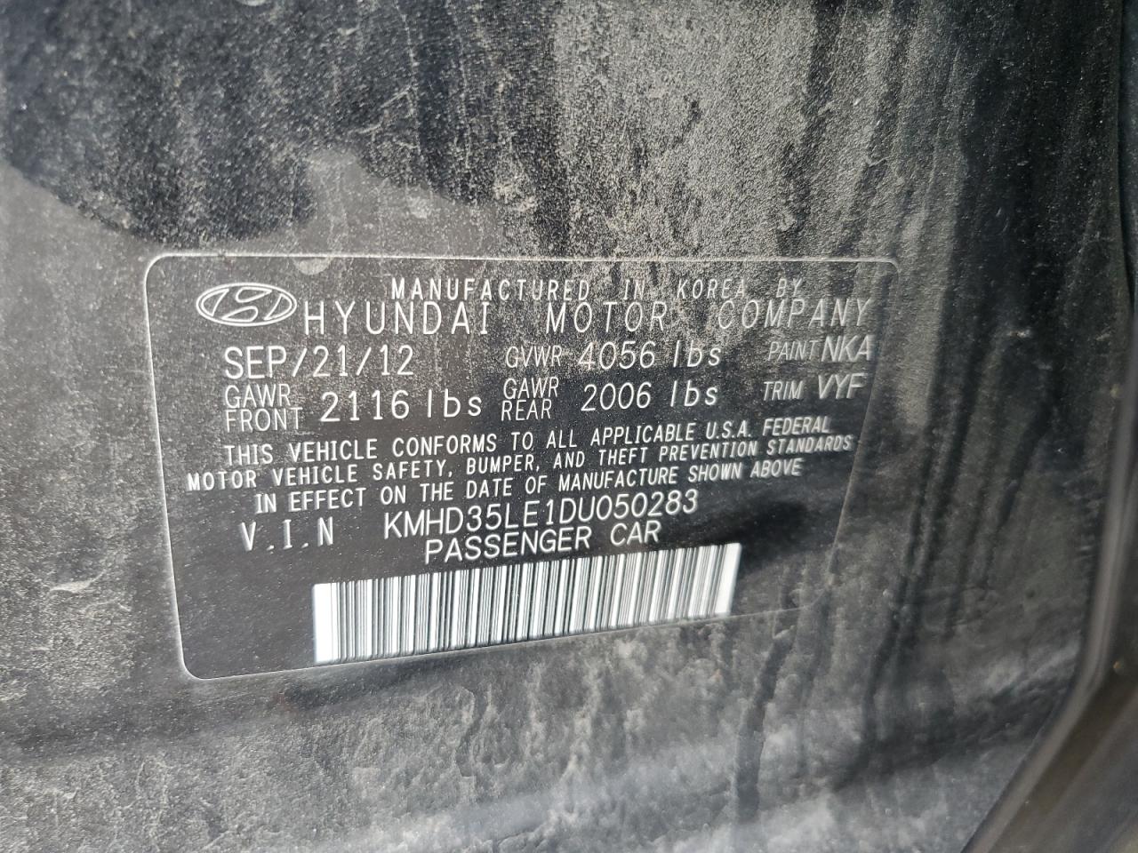 2013 Hyundai Elantra Gt VIN: KMHD35LE1DU050283 Lot: 81863065