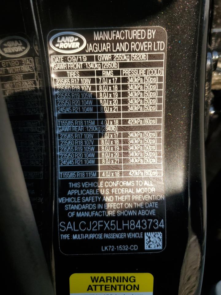 2020 Land Rover Discovery Sport S VIN: SALCJ2FX5LH843734 Lot: 71398605
