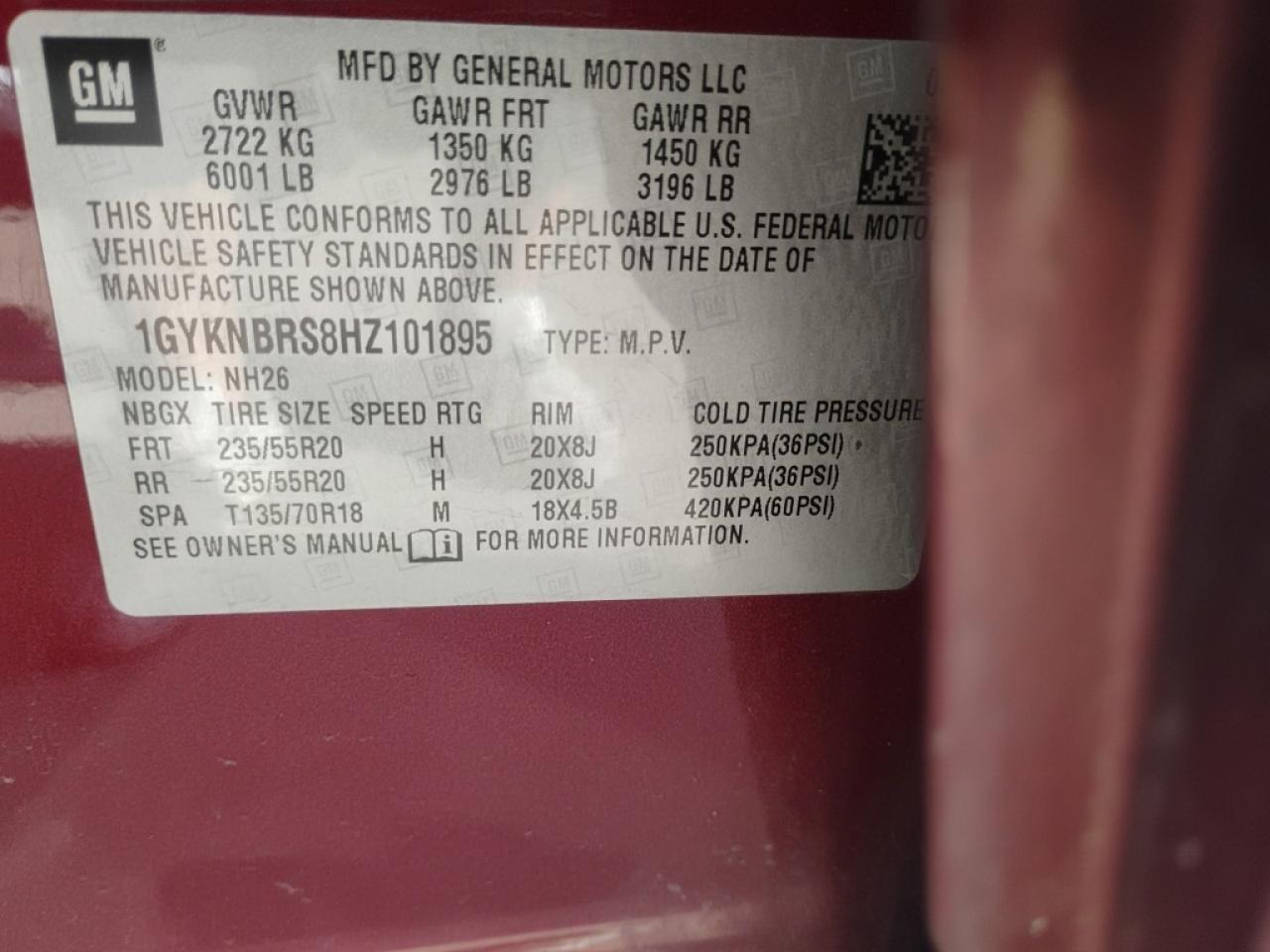 2017 Cadillac Xt5 Luxury VIN: 1GYKNBRS8HZ101895 Lot: 80475445