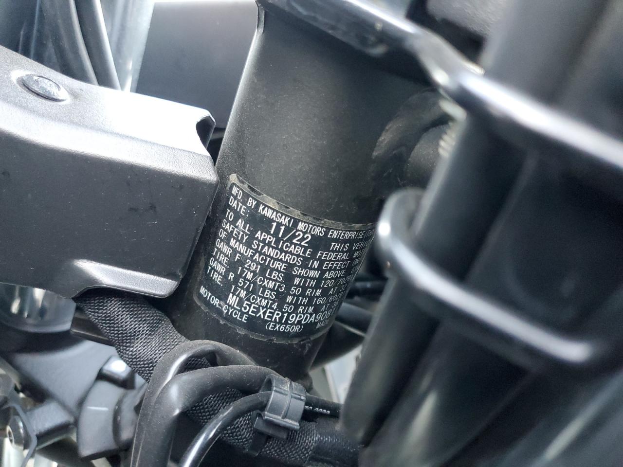 2023 Kawasaki Ex650 R VIN: ML5EXER19PDA90811 Lot: 71046415