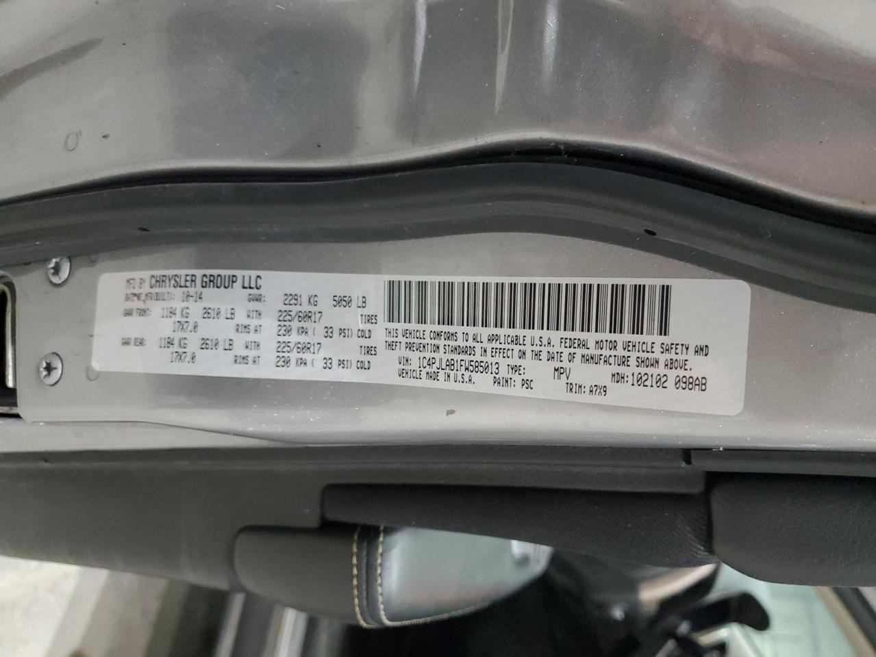 2015 Jeep Cherokee Sport VIN: 1C4PJLAB1FW585013 Lot: 81069065