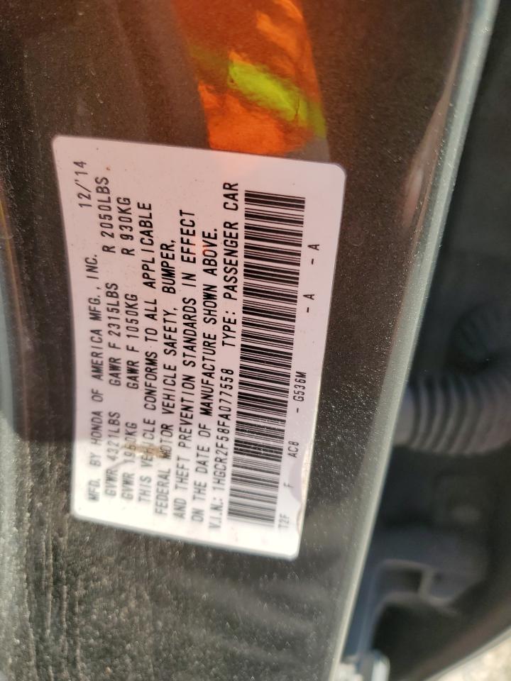 2015 Honda Accord Sport VIN: 1HGCR2F58FA077558 Lot: 72063345