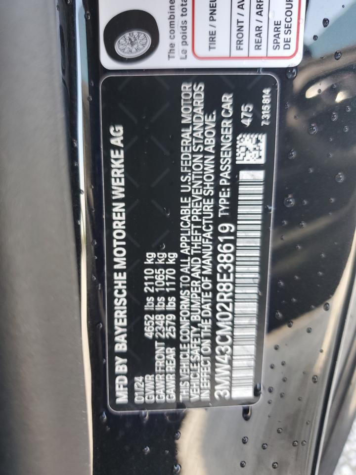 2024 BMW M240I VIN: 3MW43CM02R8E38619 Lot: 71684825
