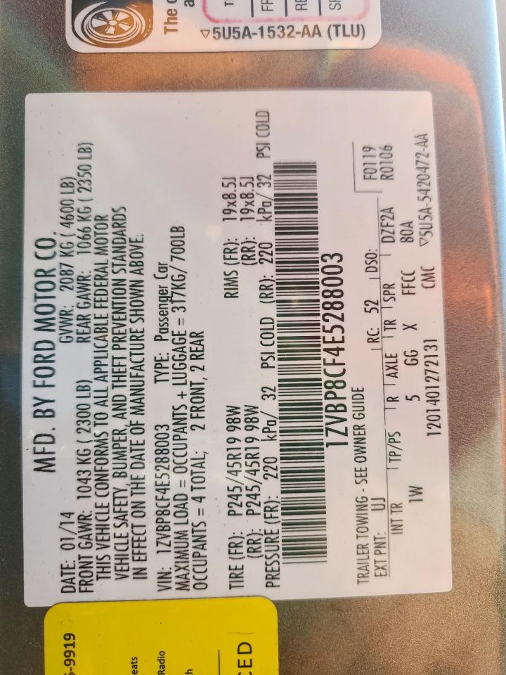 2014 Ford Mustang Gt VIN: 1ZVBP8CF4E5288003 Lot: 84374875