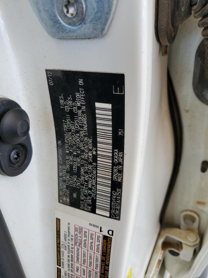 2012 Toyota 4Runner Sr5 VIN: JTEZU5JR8C5046118 Lot: 71078215