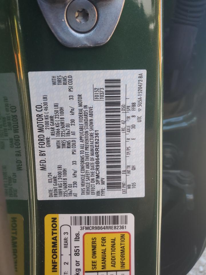 2024 Ford Bronco Sport Big Bend VIN: 3FMCR9B64RRE82361 Lot: 80584125