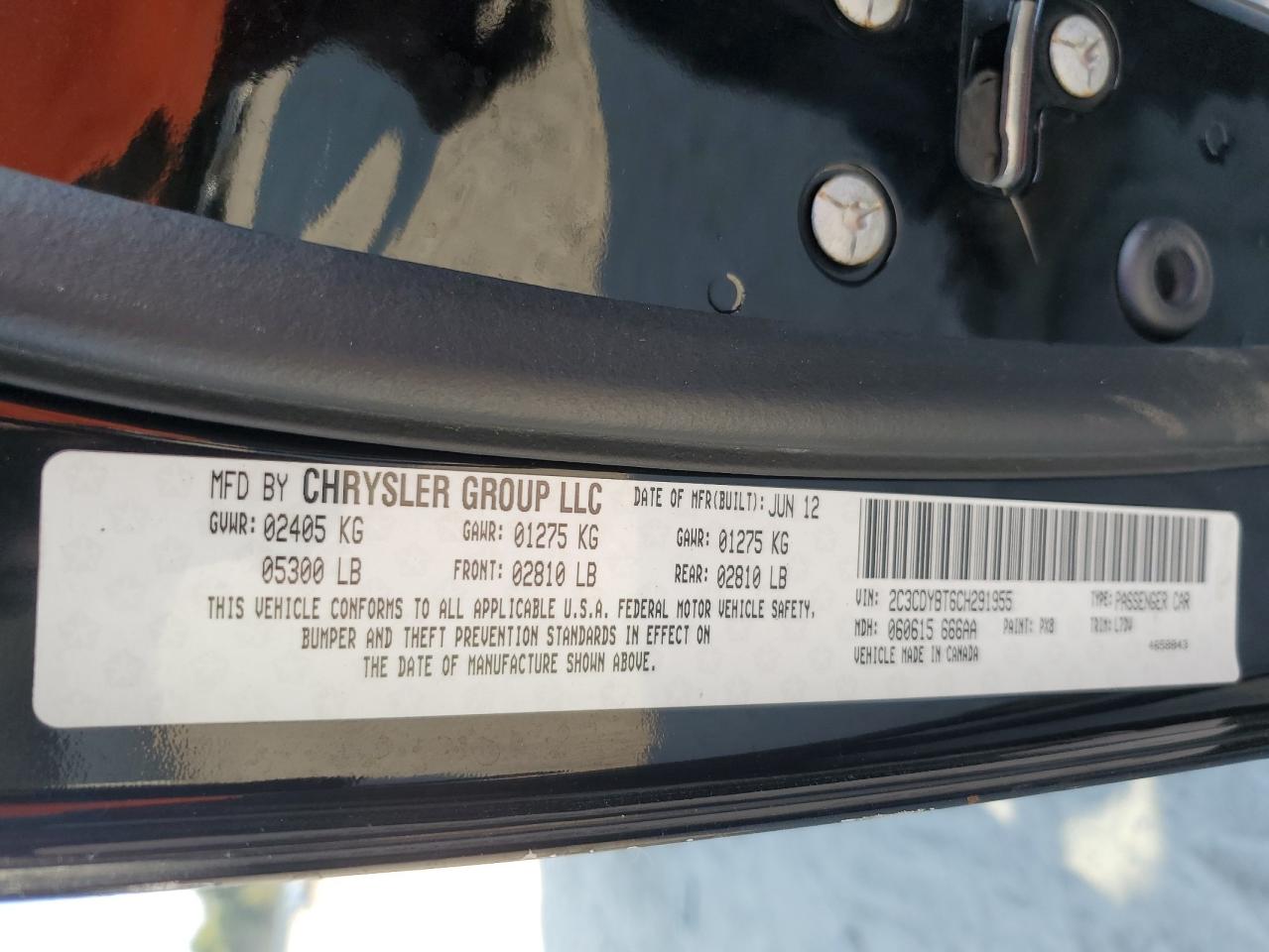 2012 Dodge Challenger R/T VIN: 2C3CDYBT6CH291955 Lot: 80650785