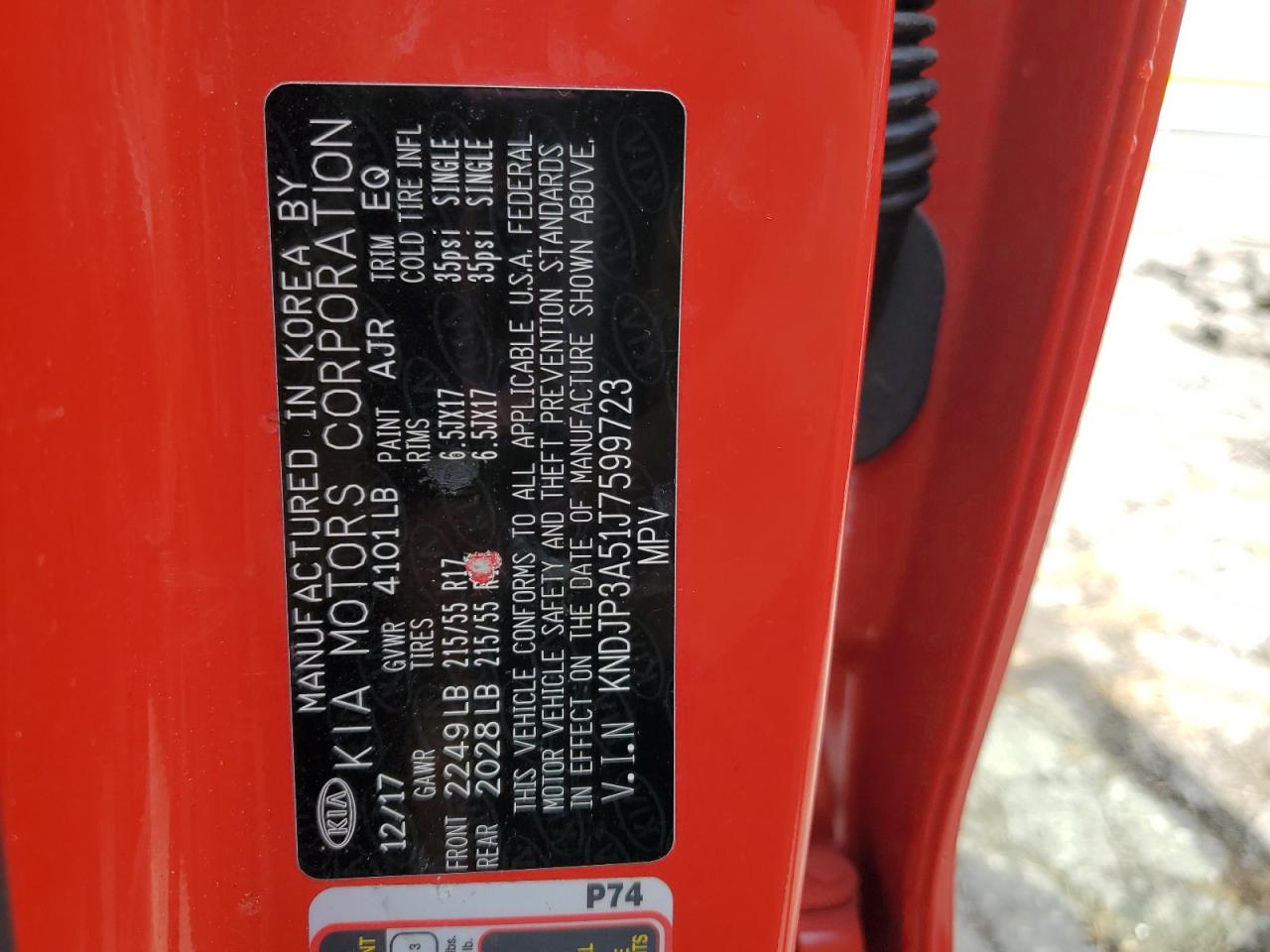 2018 Kia Soul + VIN: KNDJP3A51J7599723 Lot: 71165075