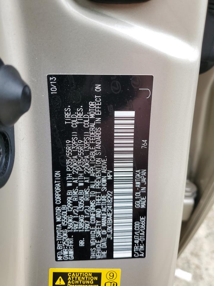 2014 Lexus Rx 350 VIN: JTJZK1BA4E2418292 Lot: 81897555