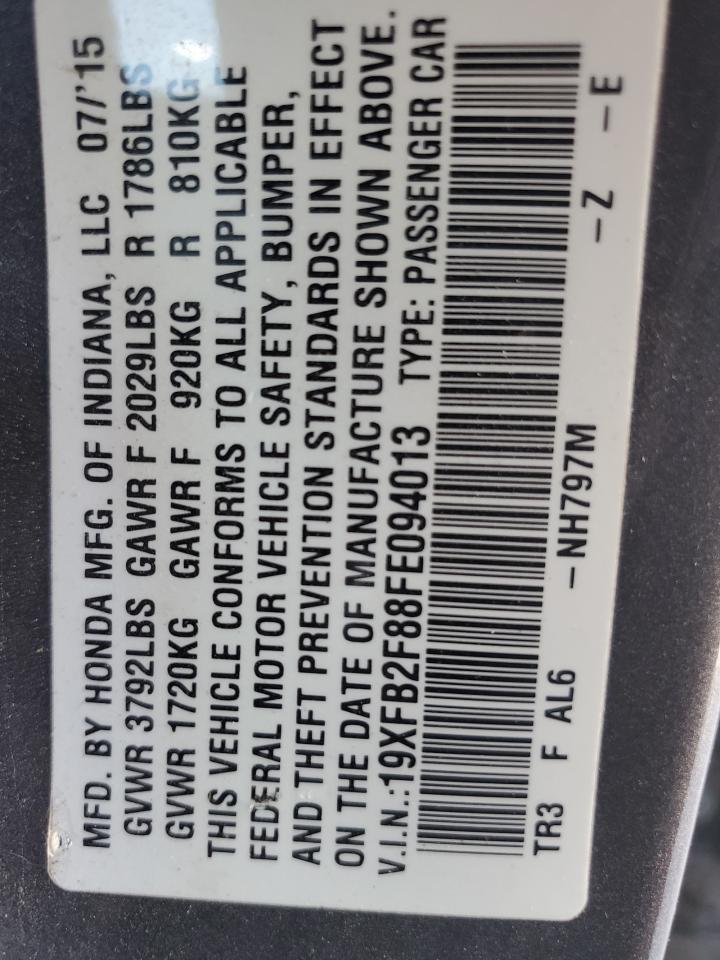 2013 Honda Civic Ex VIN: 19XFB2F88FE094013 Lot: 81110745