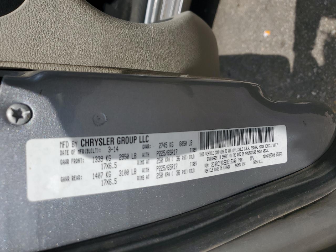 2014 Chrysler Town & Country Touring VIN: 2C4RC1BG2ER317340 Lot: 83955295