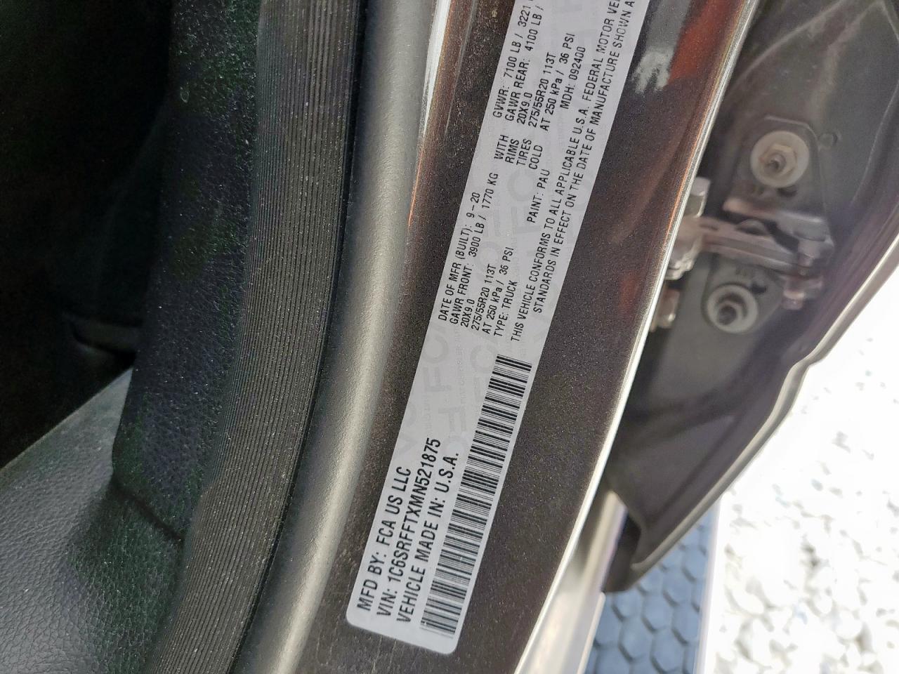 2021 Ram 1500 Big Horn/Lone Star VIN: 1C6SRFFTXMN521875 Lot: 81691745