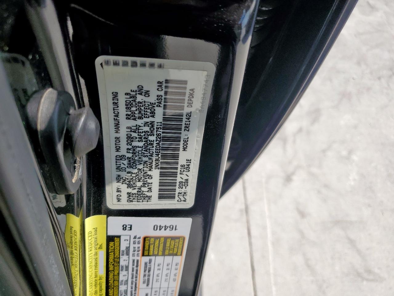 2010 Toyota Corolla Base VIN: 1NXBU4EE0AZ267511 Lot: 83858655